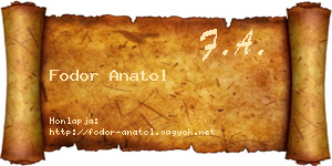 Fodor Anatol névjegykártya